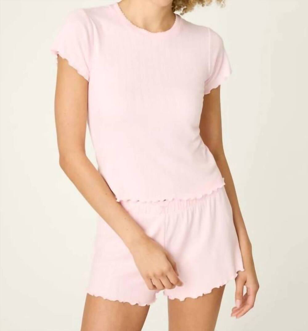 NEW PJ SALVAGE luxe leopard dreams short sleeve top in ballet pink
